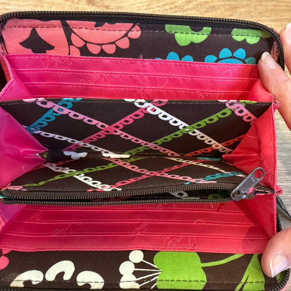 Vera Bradley Floral Wallet - Pink, Green, Brown - Picture 4 of 6